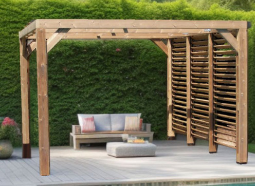 PERGOLA BOIS THERMO TRAITÉ AVEC VENTELLES