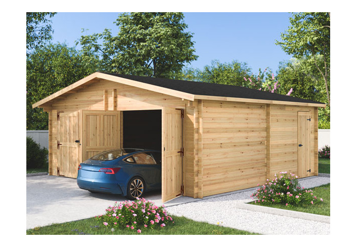 GARAGE DOUBLE BOIS BRUT MADRIERS 60 MM