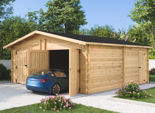 GARAGE DOUBLE BOIS BRUT MADRIERS 60 MM