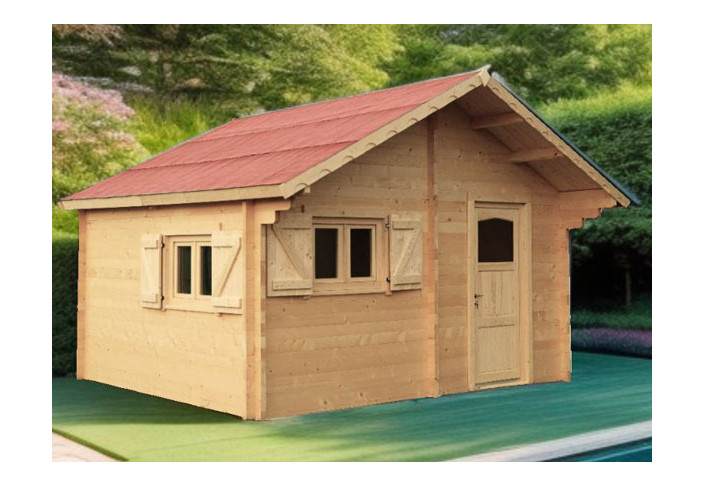Abri jardin bois brut 60 mm - 17 m²