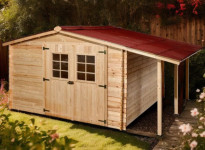 abri de jardin bois + bûcher 28 mm