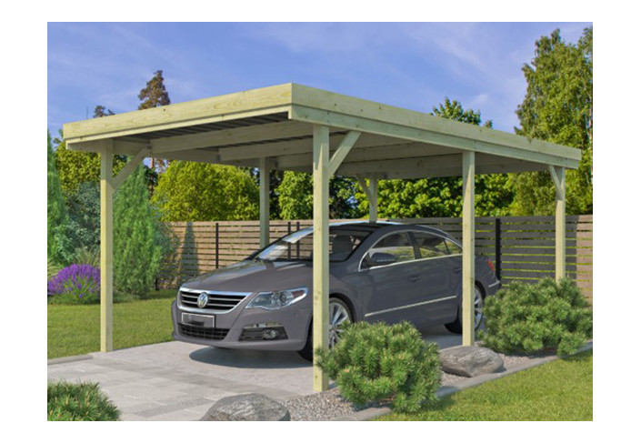 CARPORT BOIS AUTOCLAVE TOIT ONDULÉ