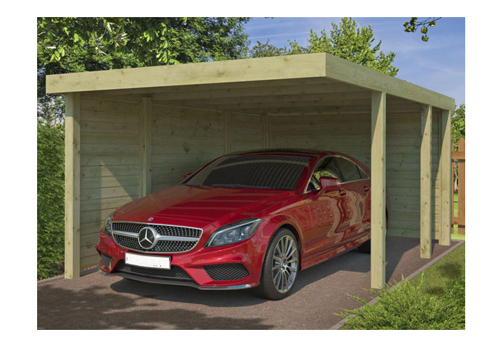 CARPORT BOIS + 2 PAROIS EN MADRIER - 17 M2