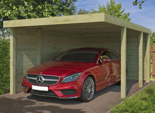 CARPORT BOIS + 2 PAROIS EN MADRIER - 17 M2