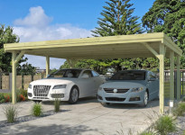 CARPORT BOIS TRAITE TOIT ONDULÉ