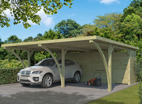 CARPORT BOIS DOUBLE + ATELIER 43M2