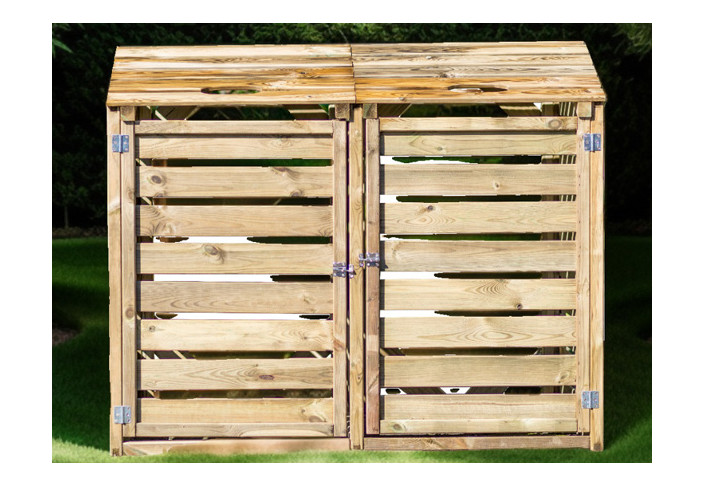 CACHE POUBELLE DOUBLE EN BOIS