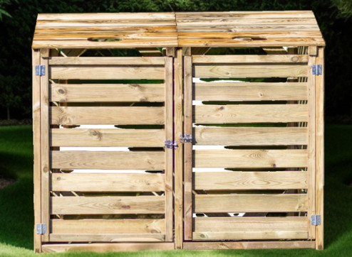 CACHE POUBELLE DOUBLE EN BOIS