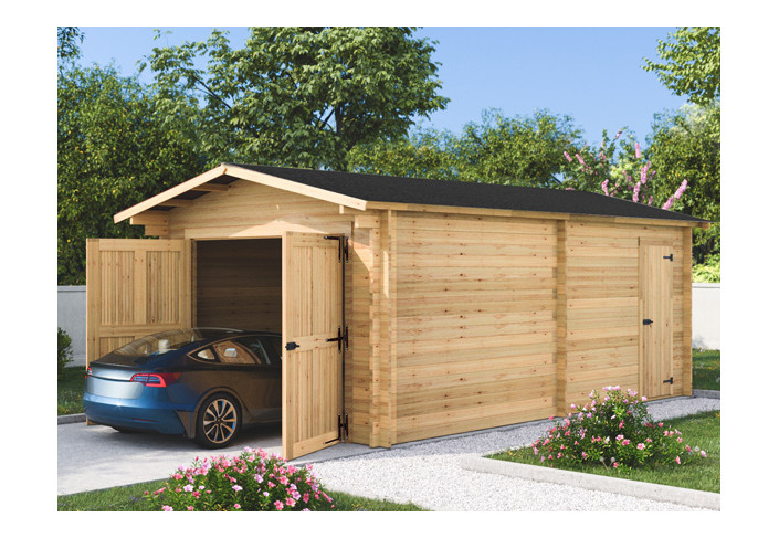 GARAGE BOIS BRUT MADRIERS CONTRECOLLÉS 80 MM -19.73M2