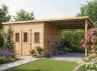 Abri Jardin Bois Brut Toit Monopente avec Auvent