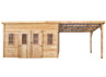 Abri Jardin Bois Brut Toit Monopente avec Auvent