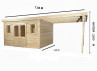 ABRI JARDIN BOIS TOIT ACIER AVEC AUVENT - 19M2