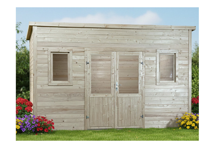 ABRI JARDIN BOIS TOIT BAC ACIER