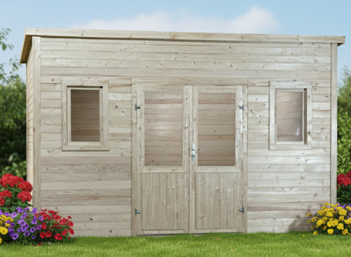 ABRI JARDIN BOIS TOIT BAC ACIER