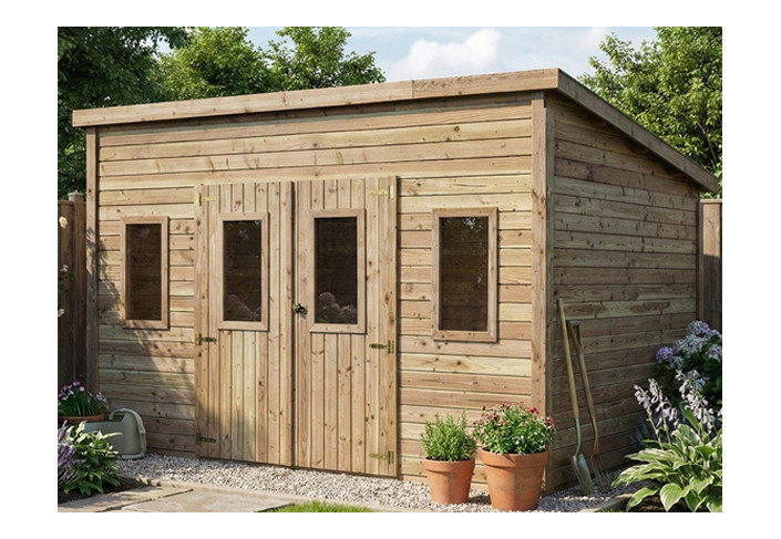 Abri Jardin bois Douglas - Bac Acier 12M2