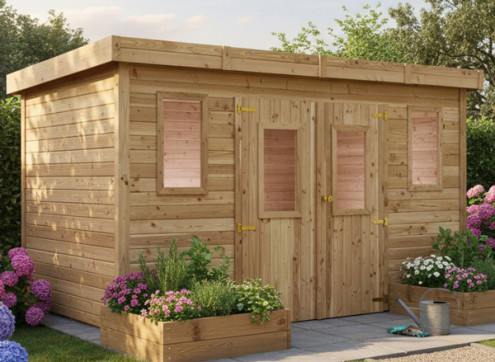 Abri Jardin bois Douglas - Bac Acier 16M2