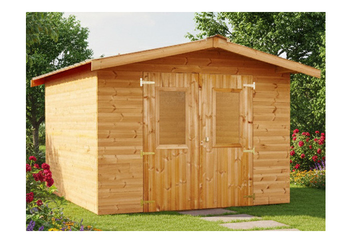 ABRI JARDIN BOIS DOUGLAS - BAC ACIER 9M2