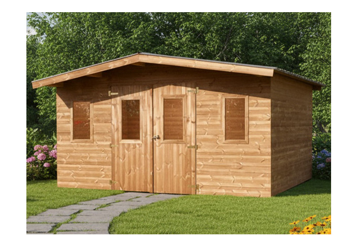 ABRI JARDIN BOIS DOUGLAS - BAC ACIER 12M2