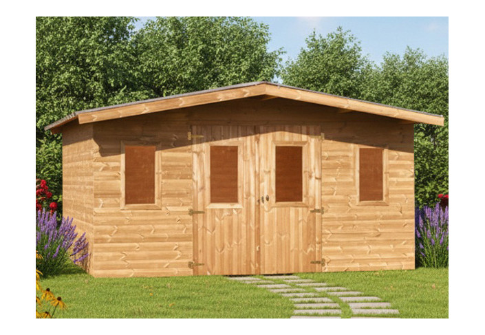 ABRI JARDIN BOIS DOUGLAS - BAC ACIER 16M2