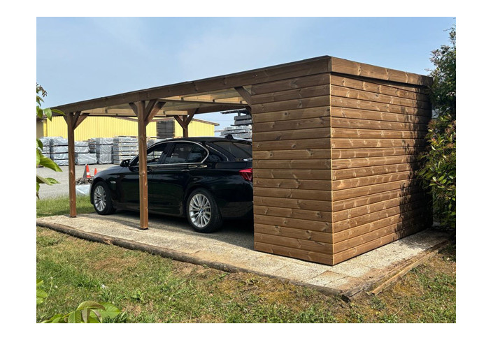Abri Voiture Bois Traité + Remise 19m2