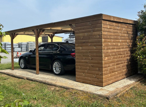 Abri Voiture Bois Traité + Remise 19m2