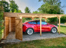 Abri Voiture Bois Traité + Remise 19m2