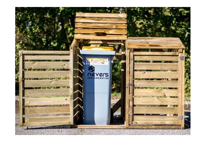 CACHE POUBELLE DOUBLE EN BOIS