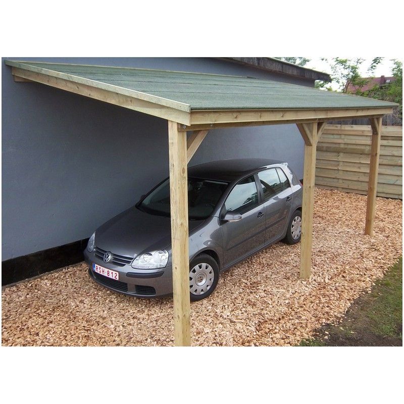 Carport en bois adossé de 3 x 5 m