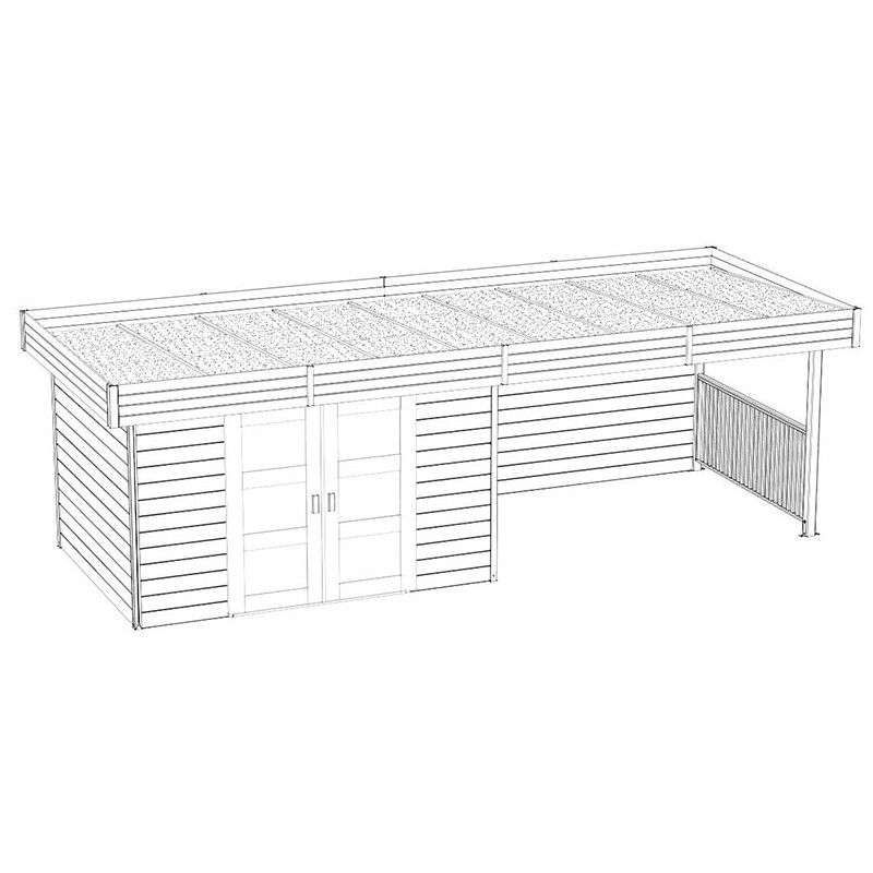 Abri de jardin bois 28 mm avec auvent 19,88 m² - Arhus 28 mm - Solid