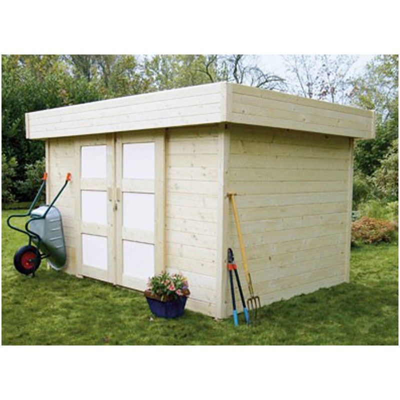 Grand abri de jardin en bois 28mm, Vernier, 26m², porte double, Solid, pas  cher, achat