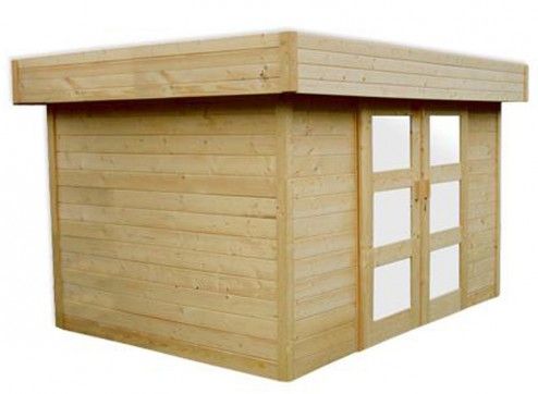 abri jardin bois 28 mm porte double coulissante