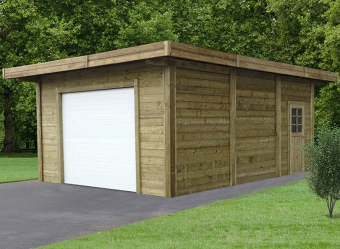 Garage En Bois Traité Avec Double Entrée 35 M²