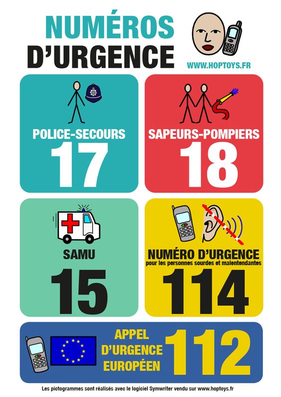 Numéros d'urgence à appeler pour la sécurité de votre enfant en cas d'accident domestique.