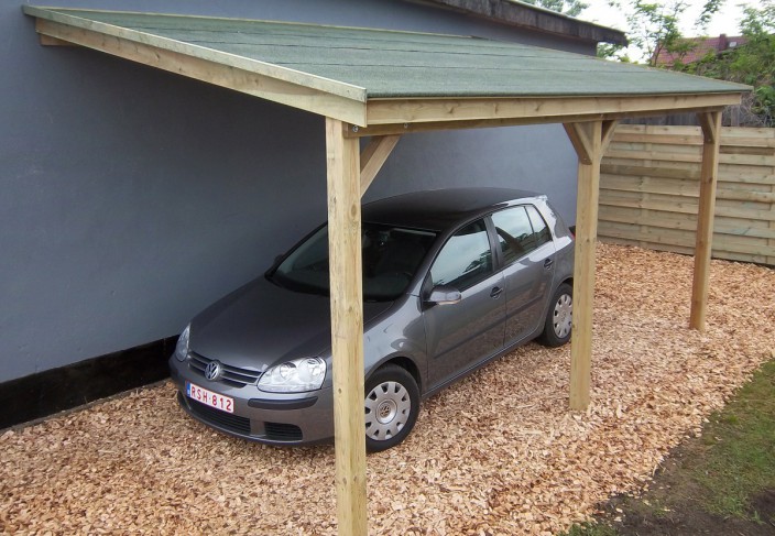 Carport 1 Voiture En Pin Massif 3 04x6 6cm Marron Harry Moins