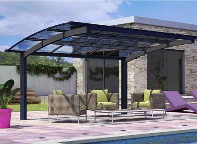 Abri terrasse en alu peint ultra moderne