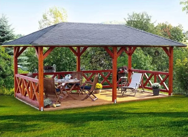 pavillon pour la terrasse en bois lamellé collé