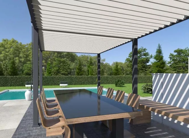 Exemple d'une pergola bioclimatique 6x3 en aluminium