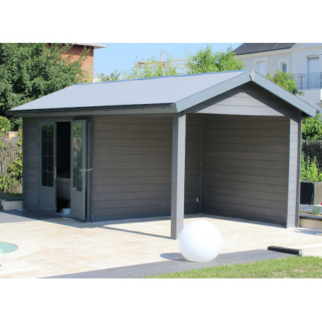 poolhouse en lames composite pour la piscine