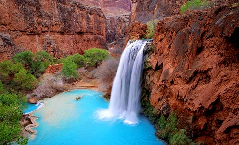 Piscine naturelle des chutes Havasupai dans le Grand Canyon