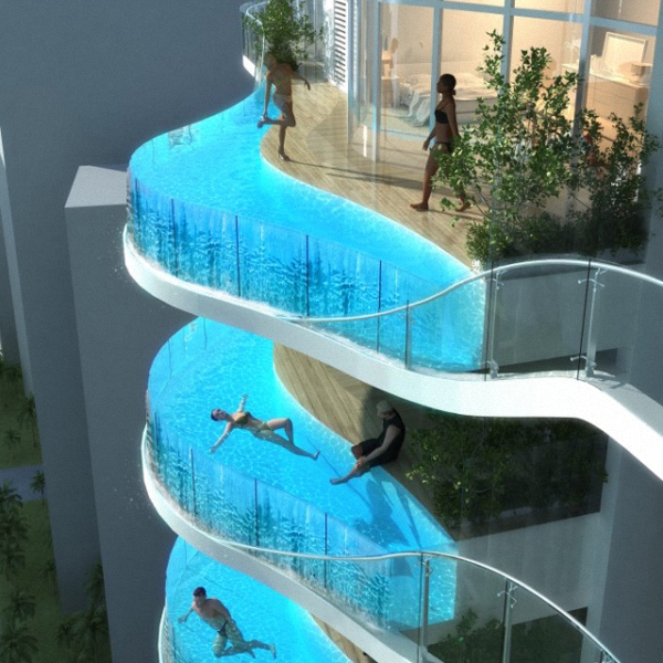 Piscine à tous les étages pour ce building d'un autre genre en Inde